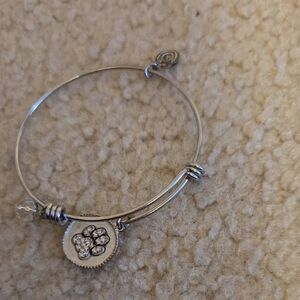 Alex And Ani Silver Paw Print Charm Bracelet